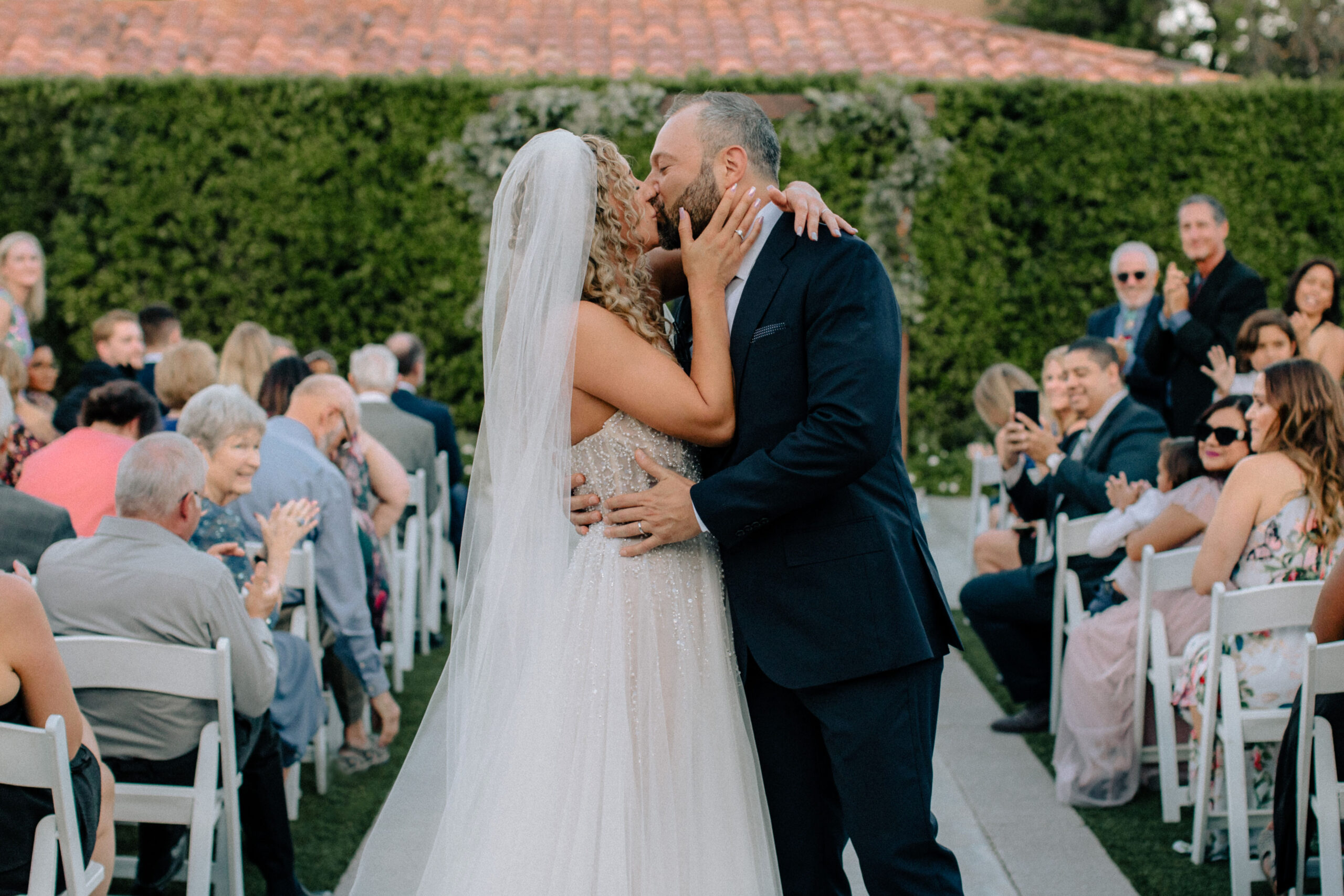 scottsdale plaza resort wedding, Phoenix Wedding Photographer, Bride & Groom Kissing