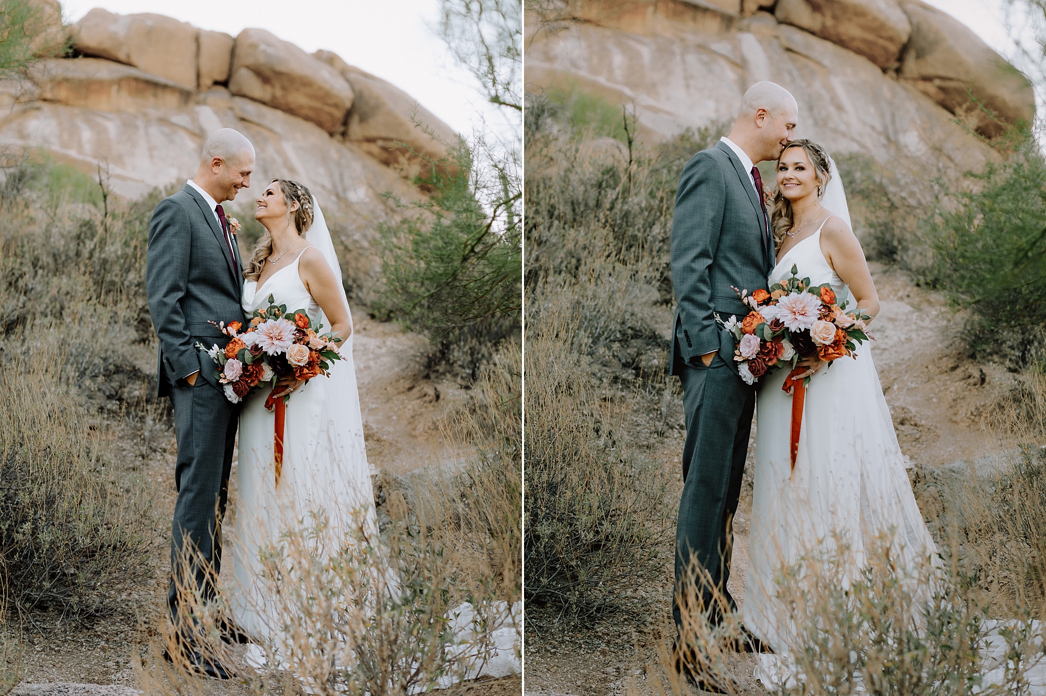 The Boulders Resort Wedding, The Hoskins Photography, Scottsdale Wedding, Desert Wedding, Happy Bride and Groom, Wedding Dress