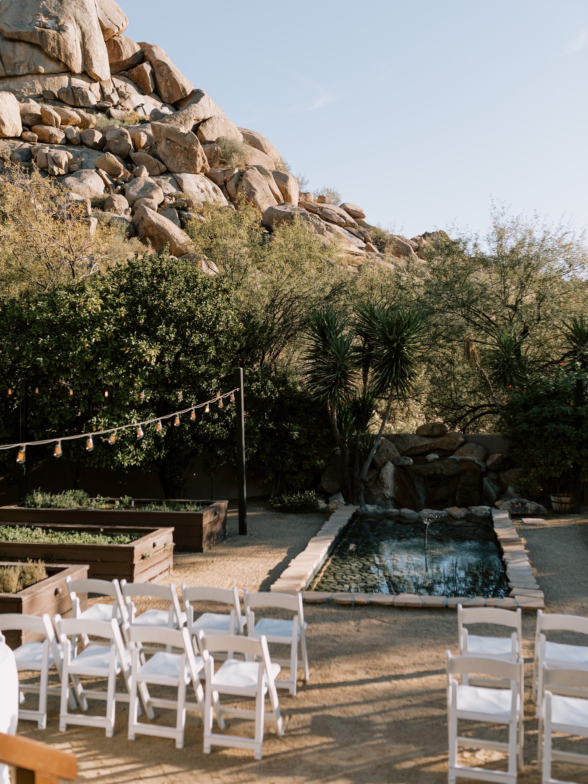 Ceremony set up at a intimate wedding at the Boulders Resort in Scottsdale, AZ