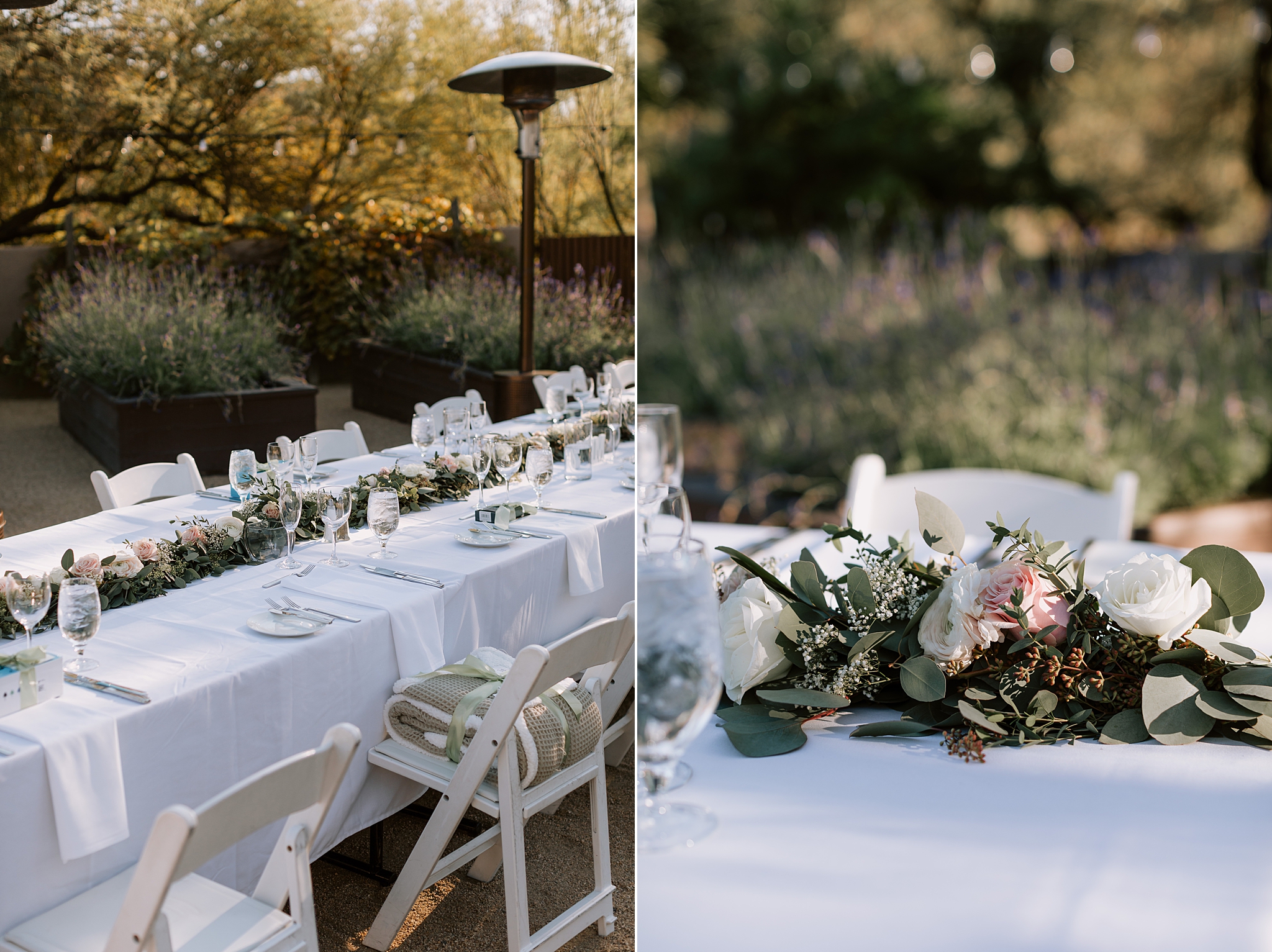 Elegant outdoor reception table setup under the Arizona sky at The Boulders Resort