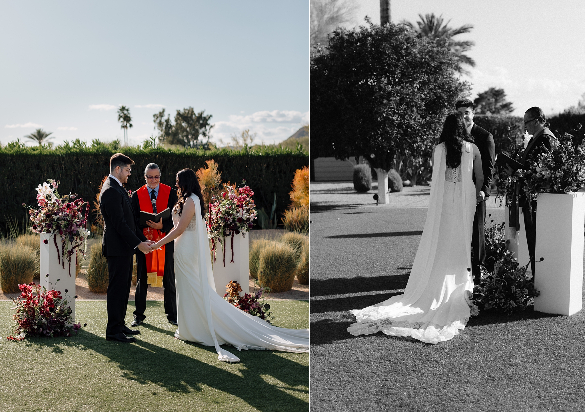 Jake and Reagan exchanging vows at outdoor Andaz ceremony