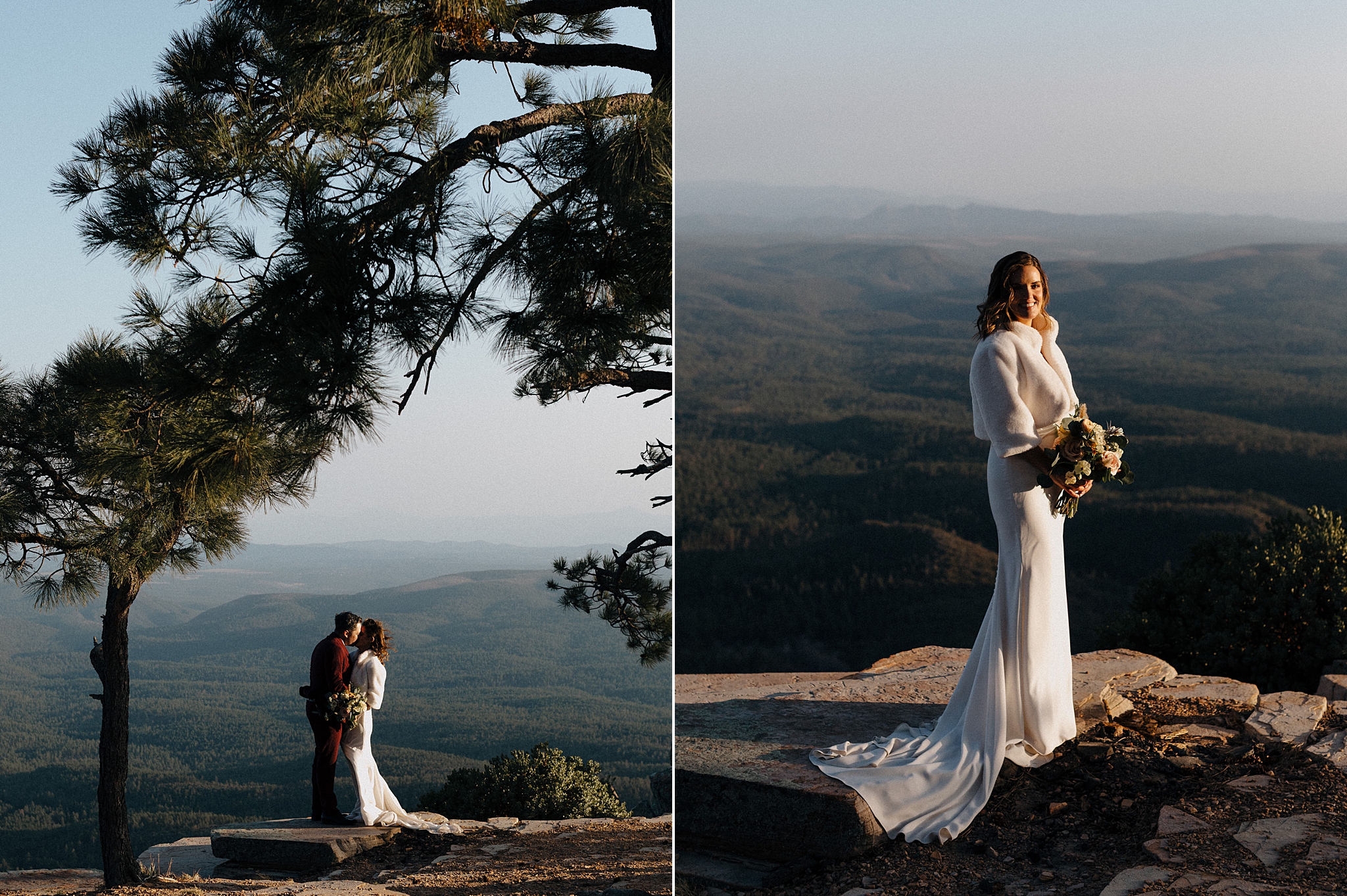 editorial-style-wedding-portraits-desert, Bride and Groom on the Mogollon Rim