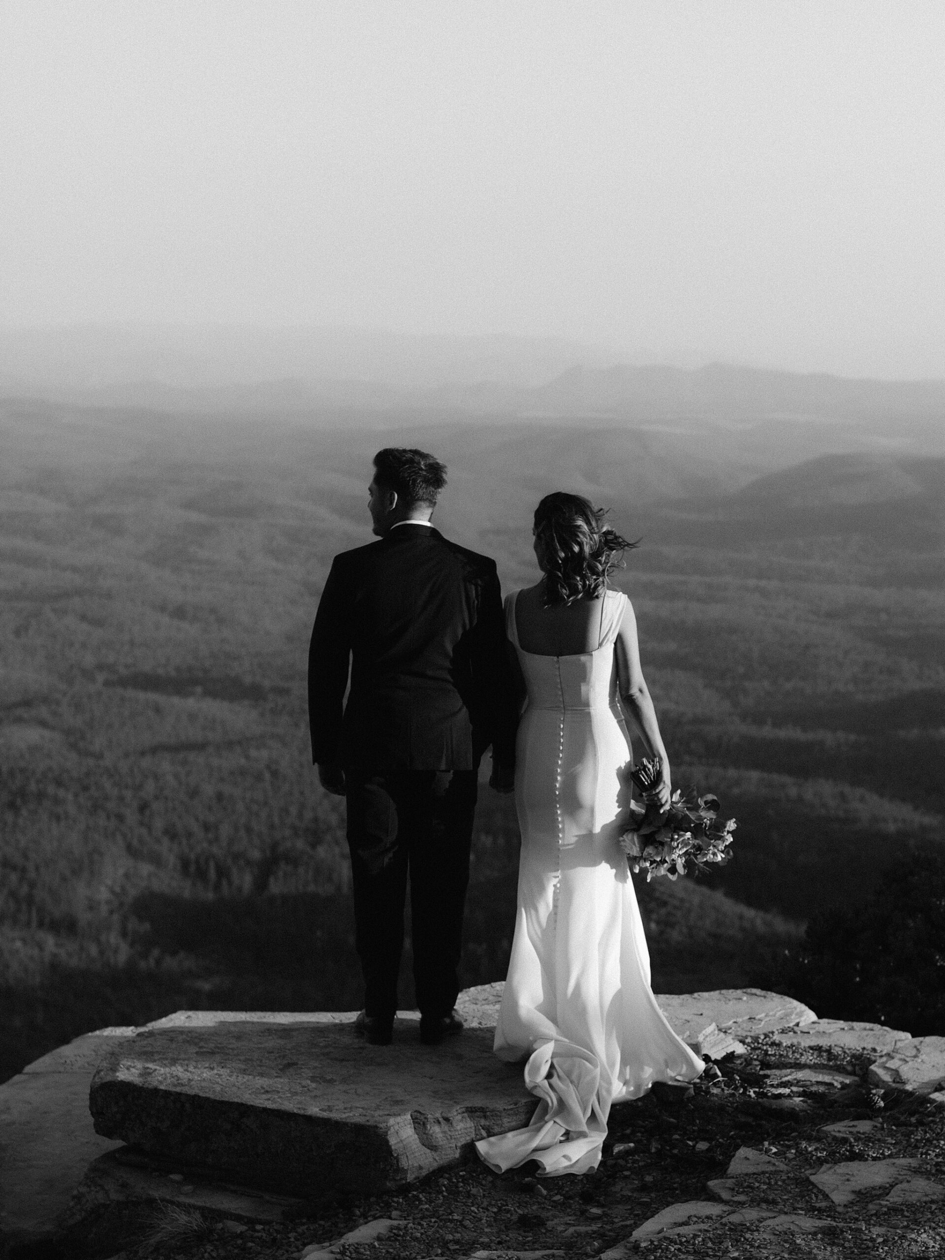 Bride and Groom overlooking the Mogollon Rim, Mogollon Rim Wedding