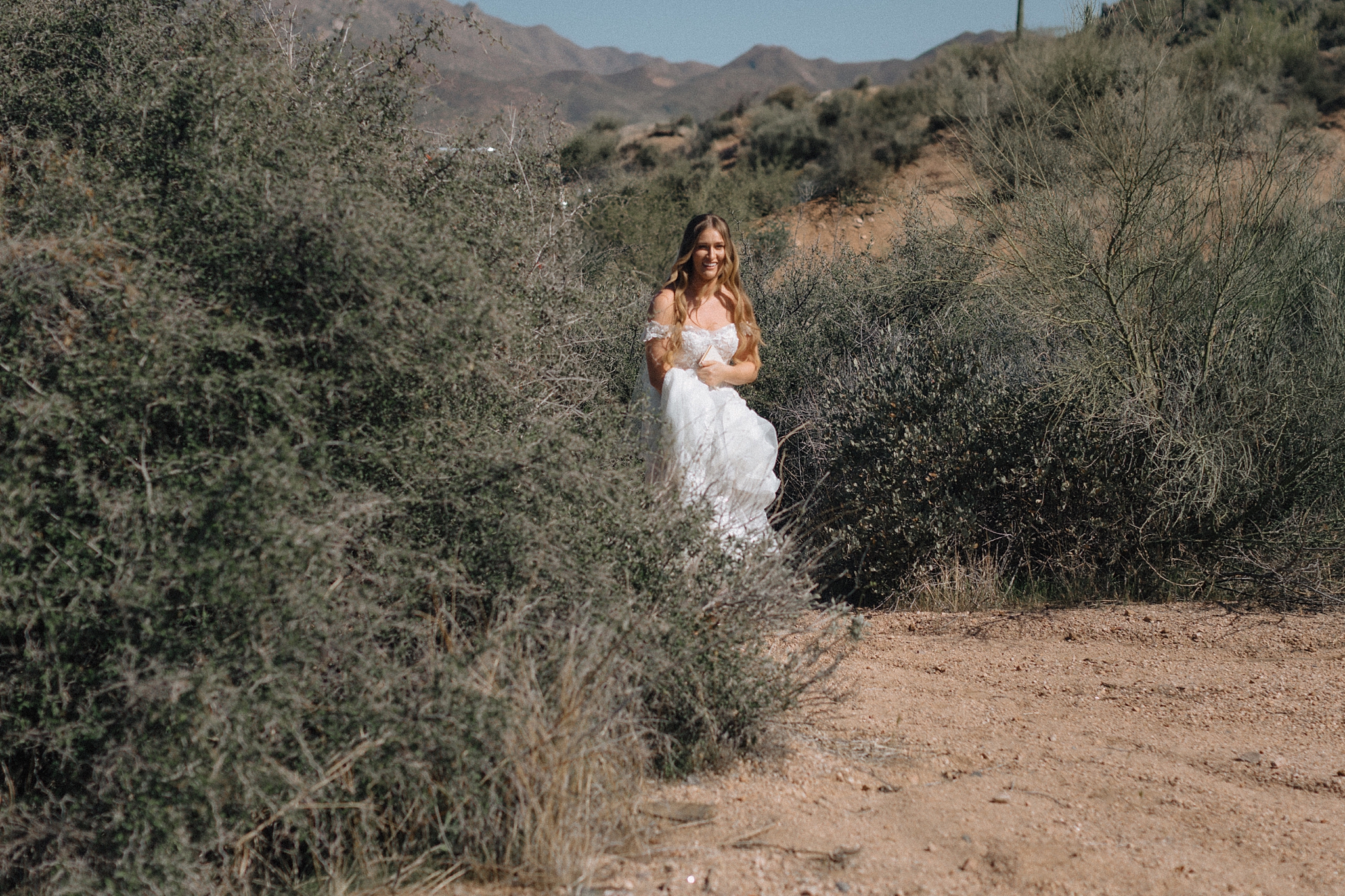 Bride and groom exchanging vows in the Arizona desert