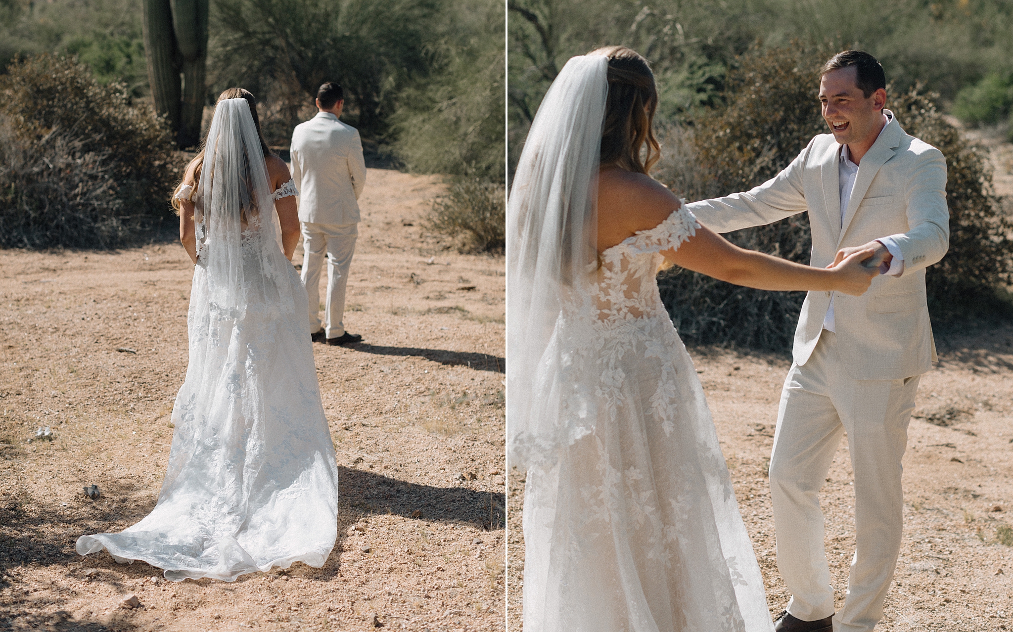 Bride and groom exchanging vows in the Arizona desert