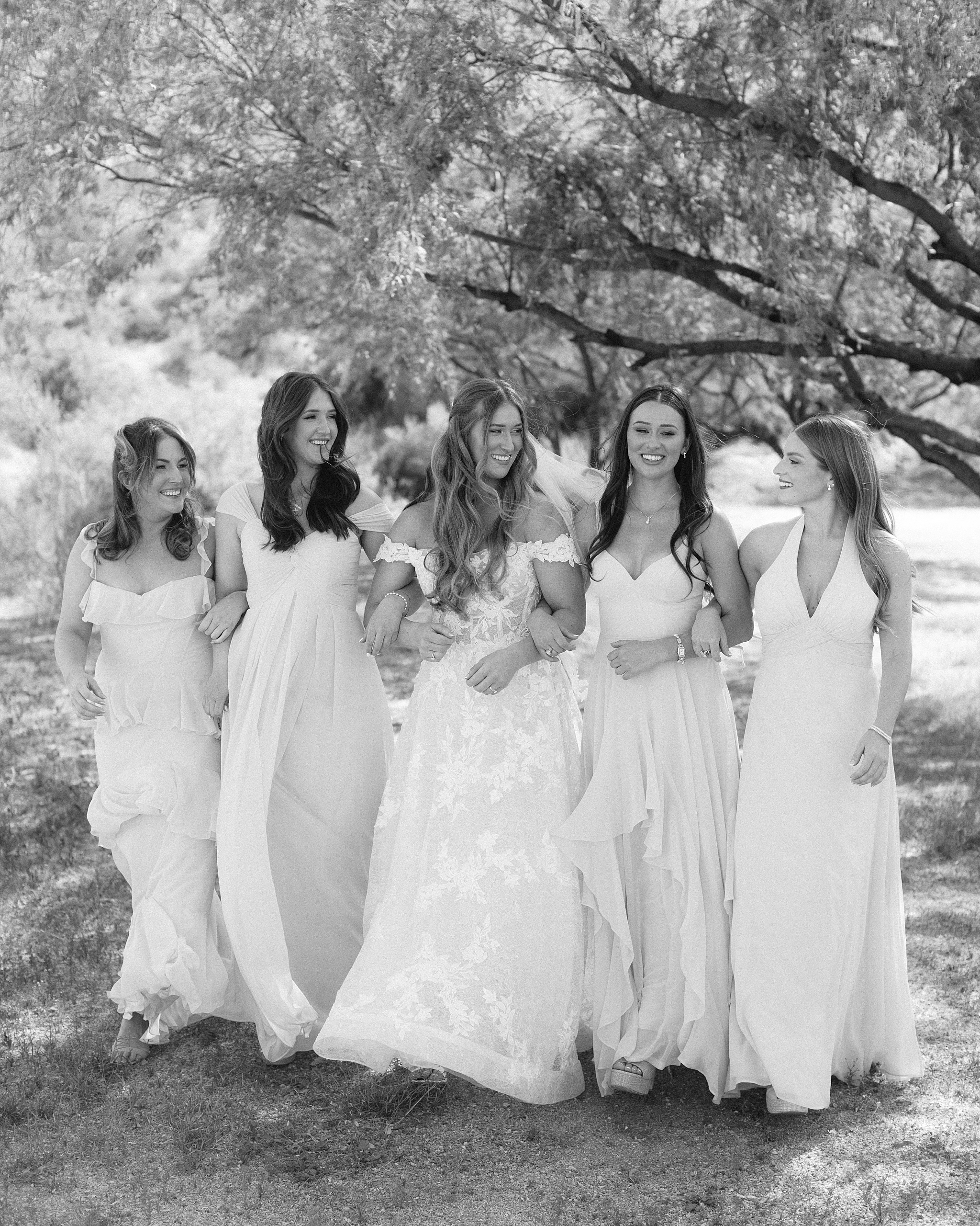 springtime wedding at The Cove Arizona, Bride and bridemaid's laughing