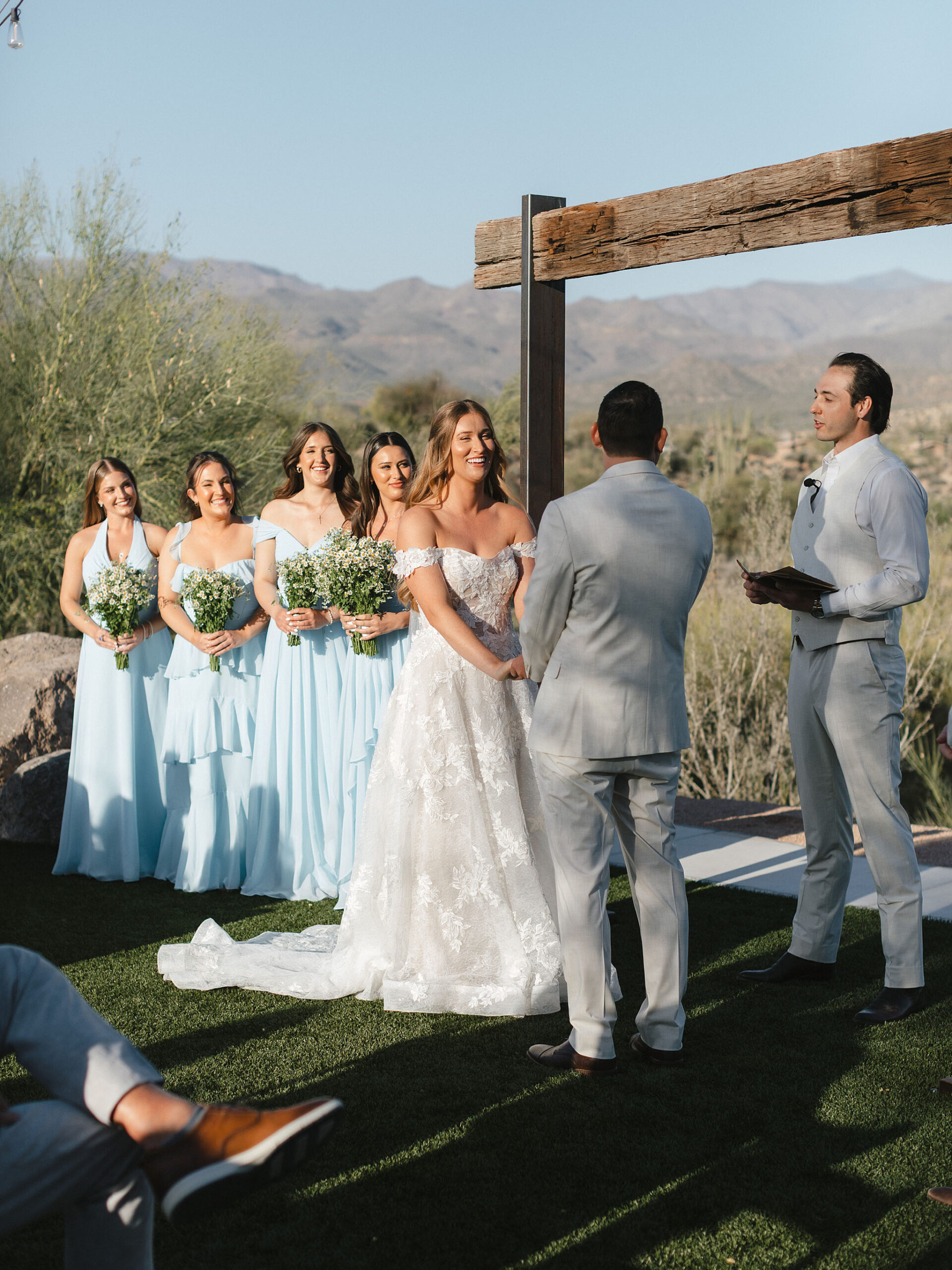 Bride and groom exchanging vows in the Arizona desert