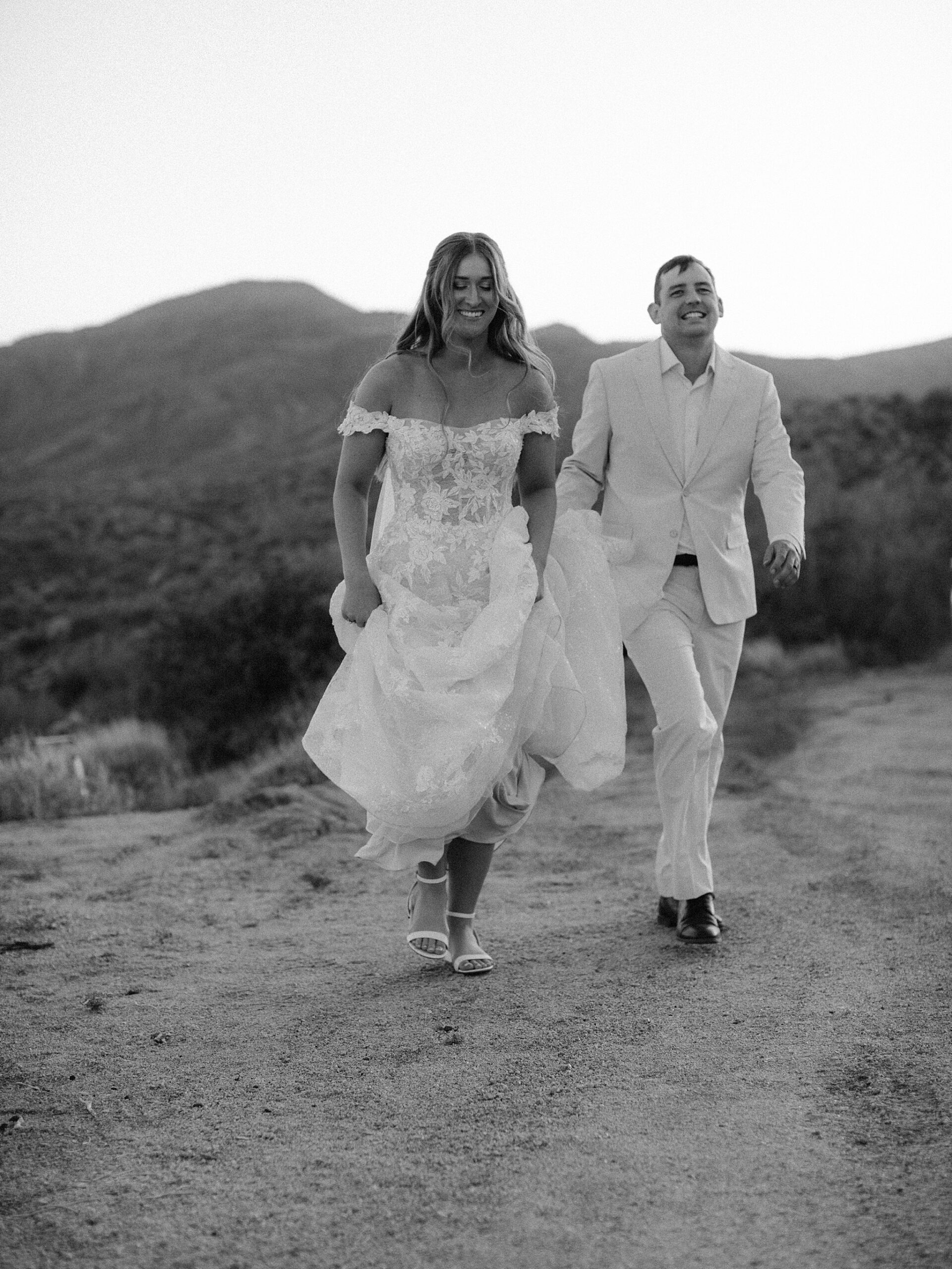 Elegant desert bridal photo at The Cove, Bartlett Lake