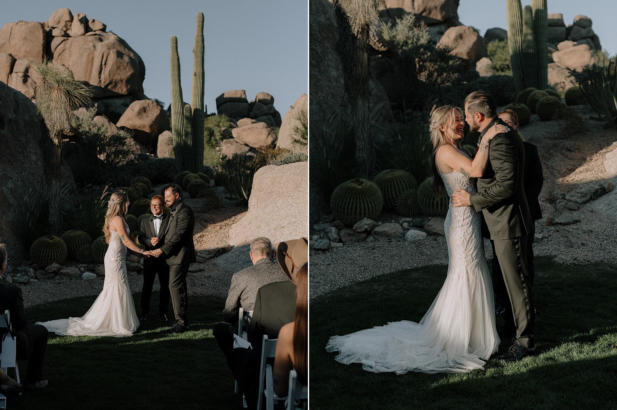 Ceremony view of Promise Rock surrounded by natural boulders and desert terrain.