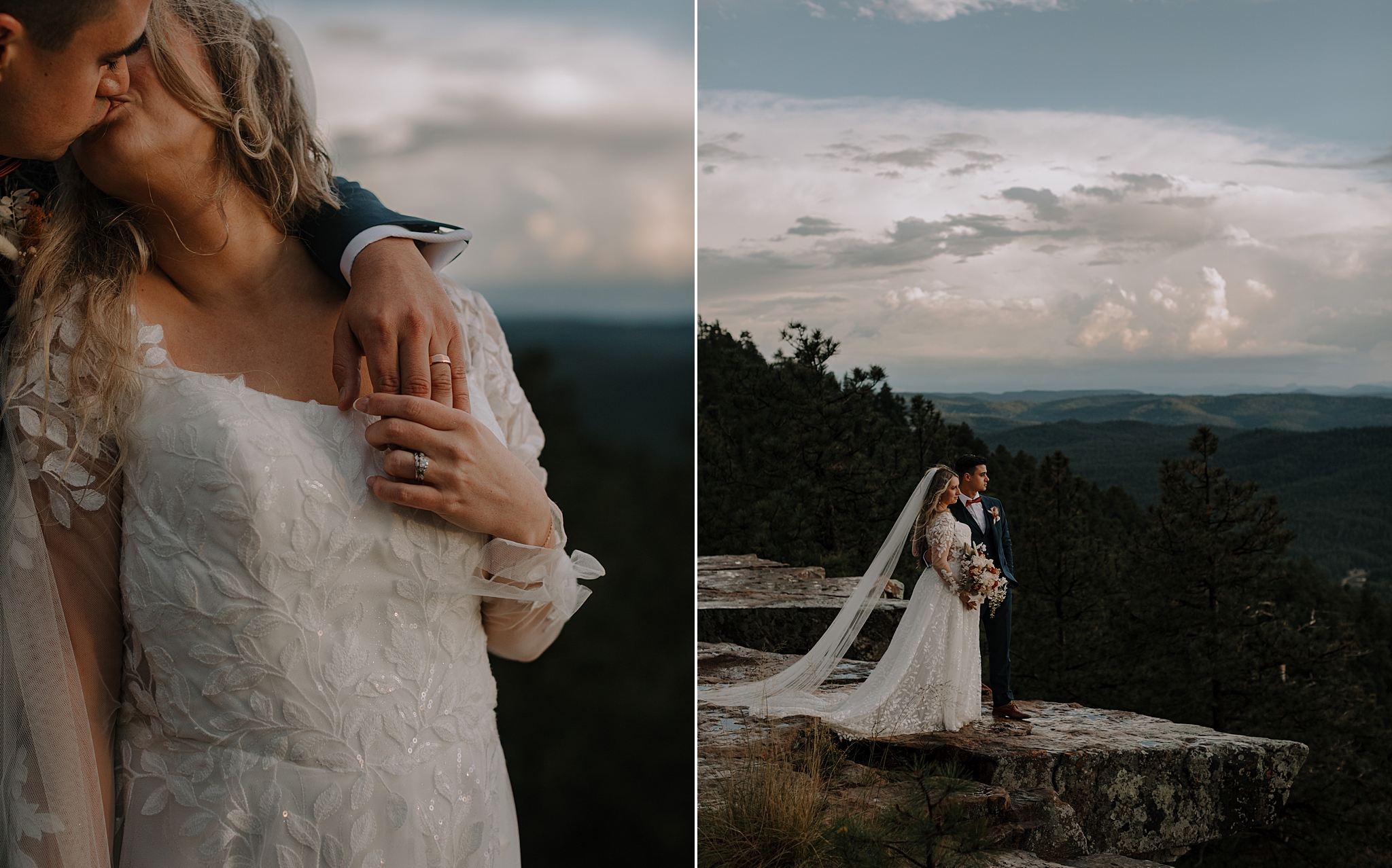 Sunset on the Mogollon Rim with Bride and Groom