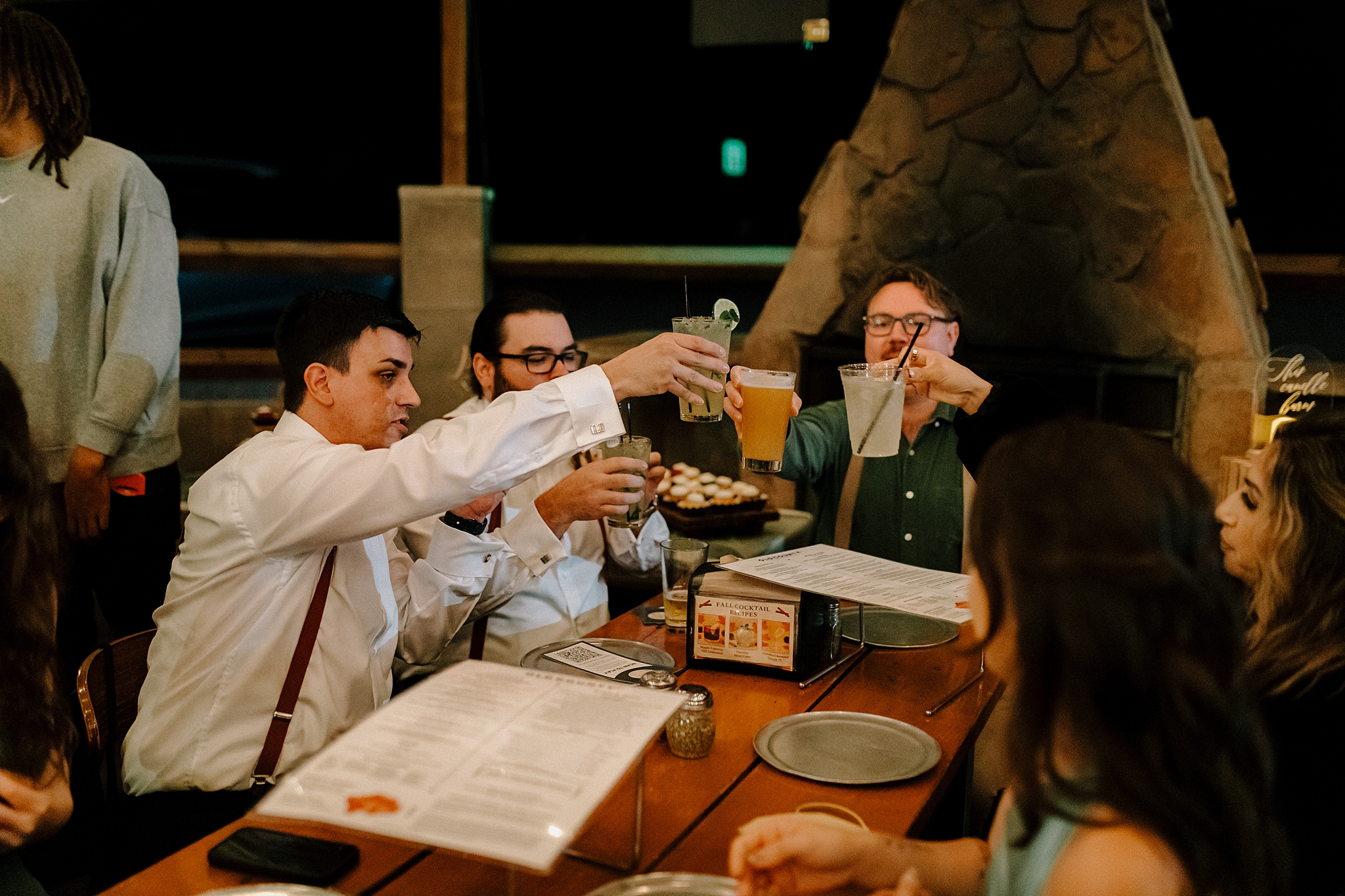 Reception at The Old County Inn in Strawberry Arizona with toasts and laughter