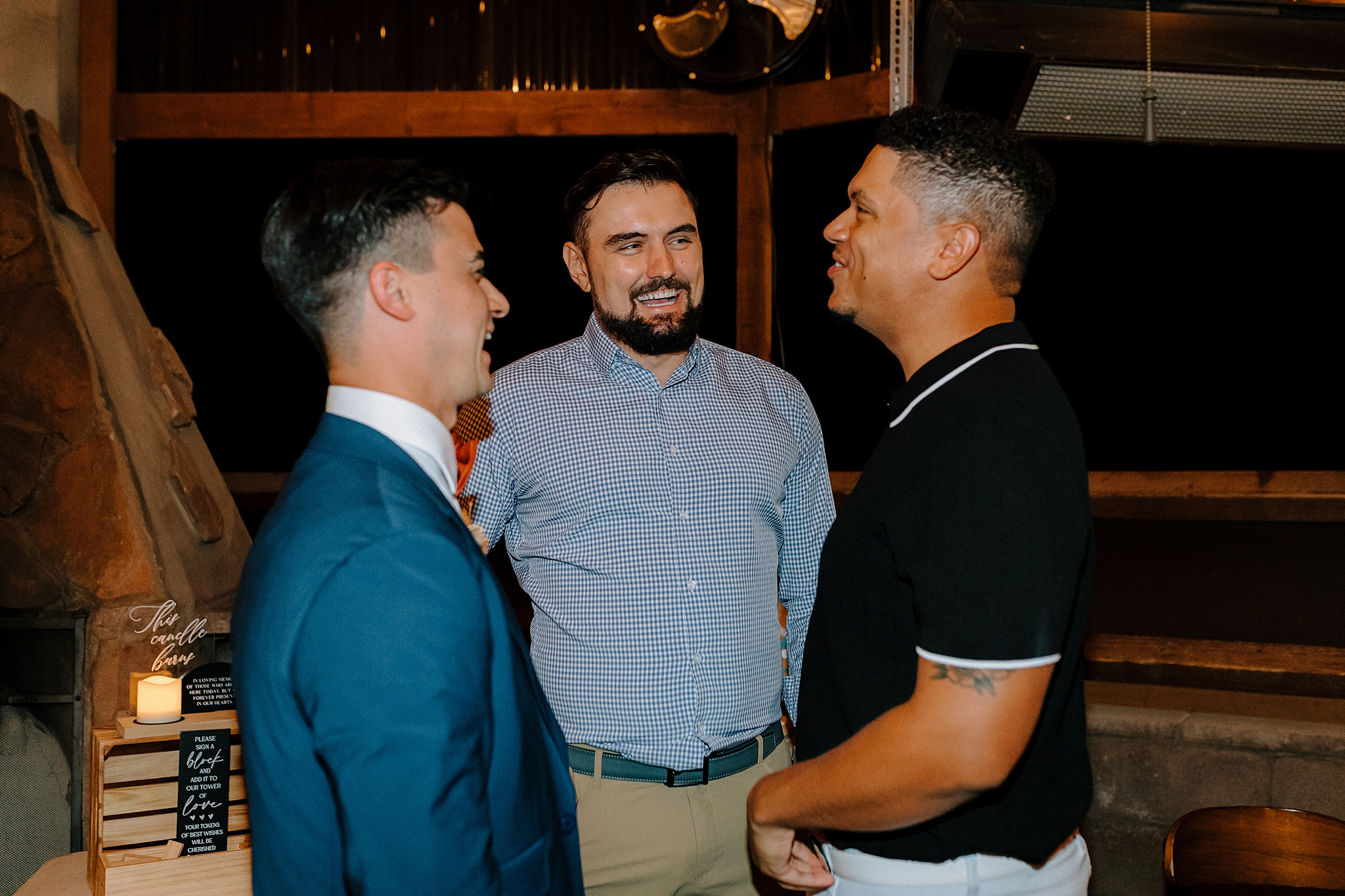 Reception at The Old County Inn in Strawberry Arizona with toasts and laughter