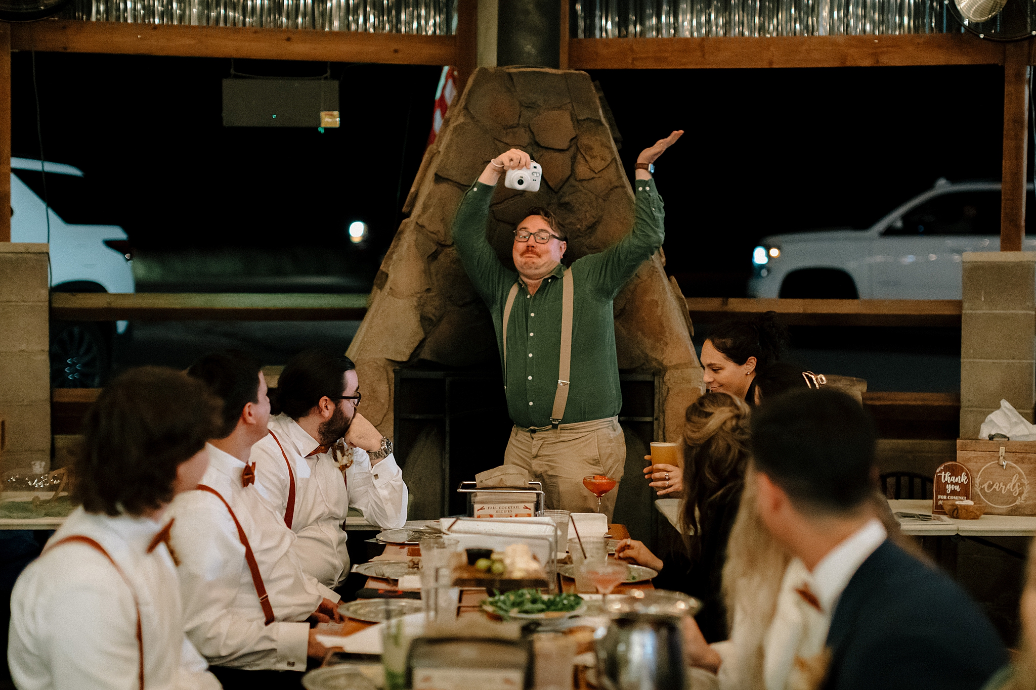 Reception at The Old County Inn in Strawberry Arizona with toasts and laughter