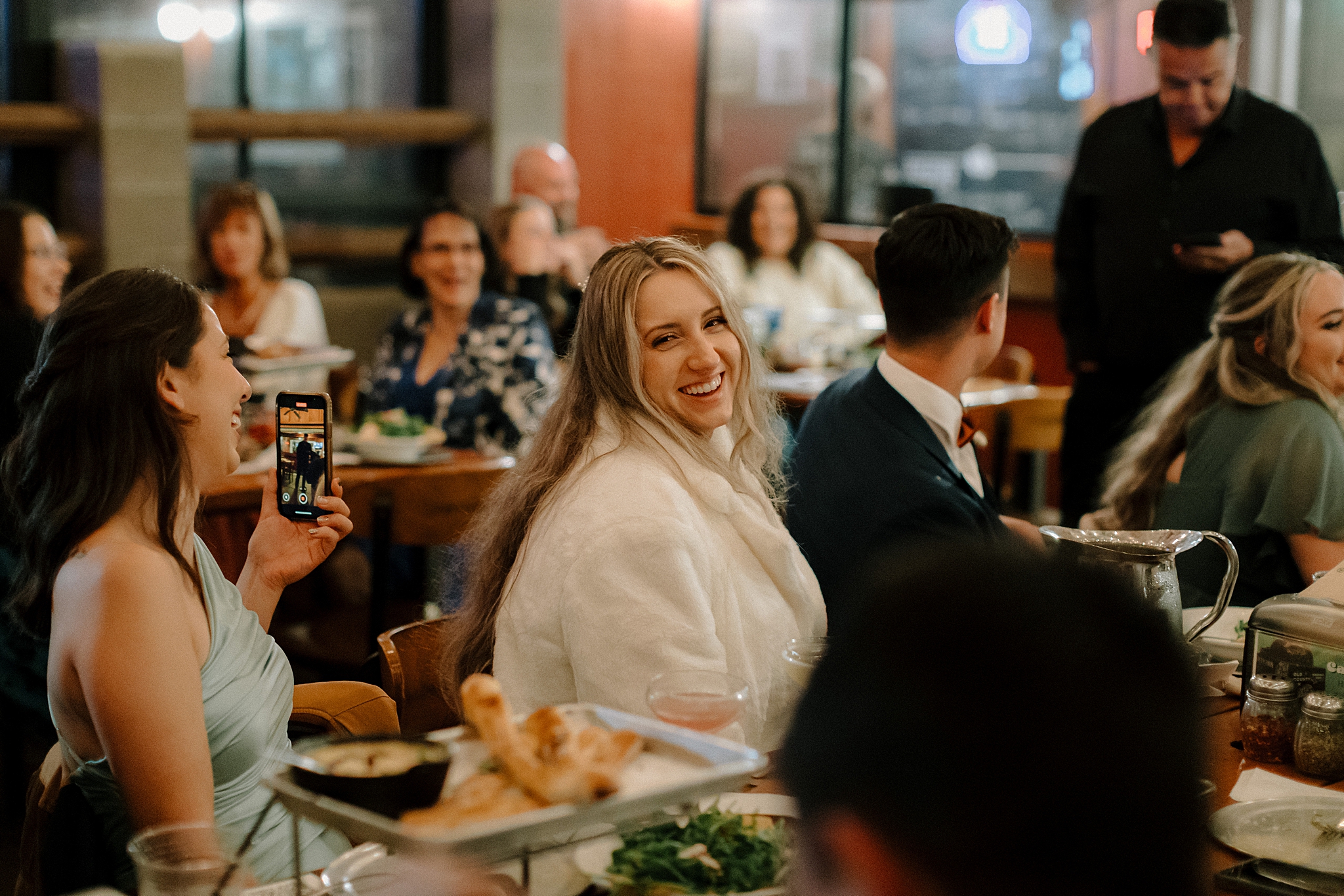 Reception at The Old County Inn in Strawberry Arizona with toasts and laughter