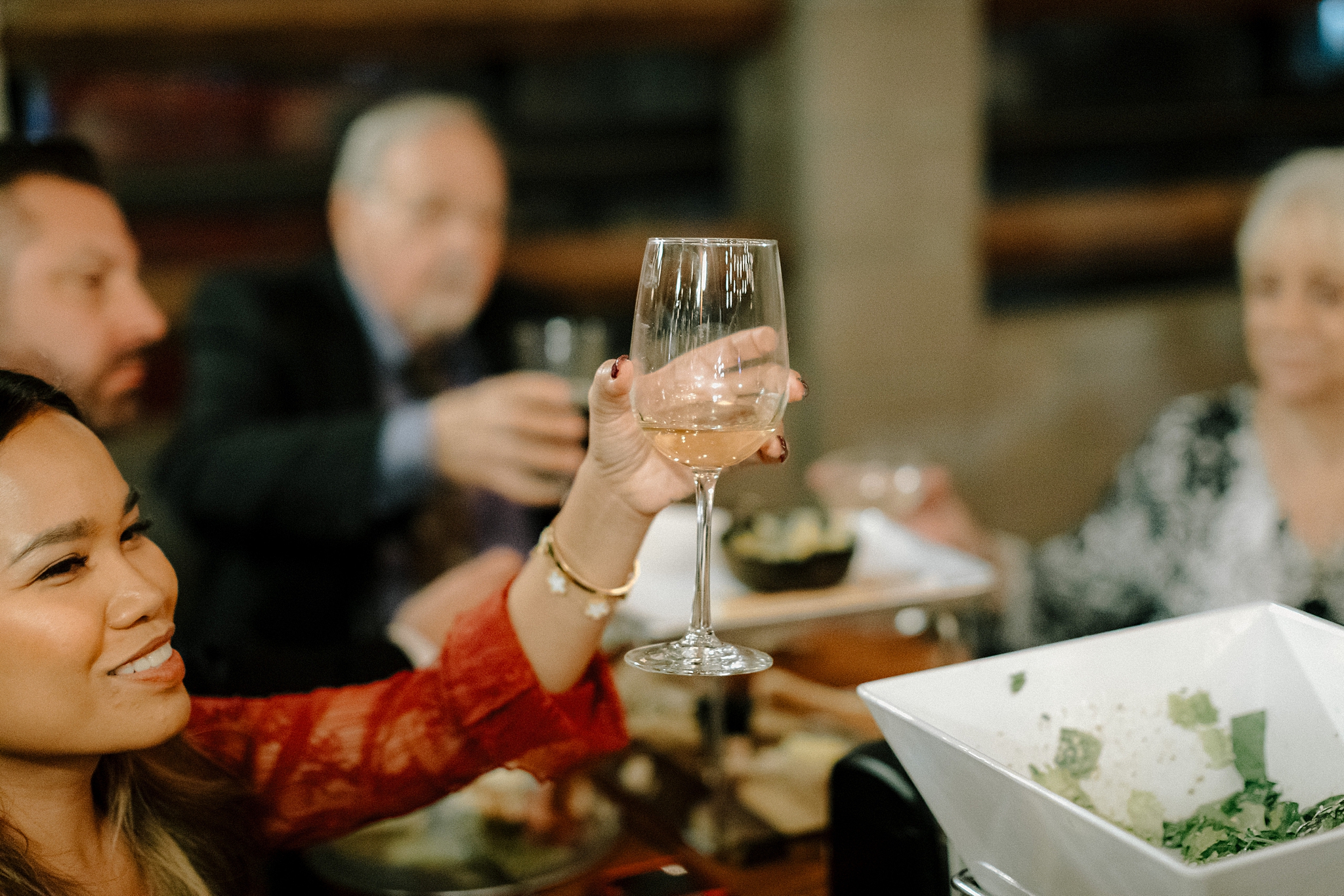 Reception at The Old County Inn in Strawberry Arizona with toasts and laughter