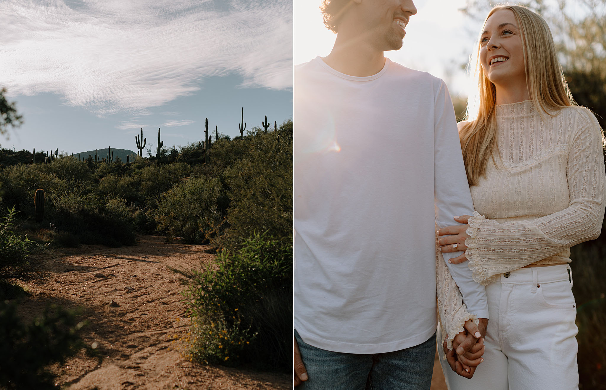 Candid engagement moment at Bartlett Lake