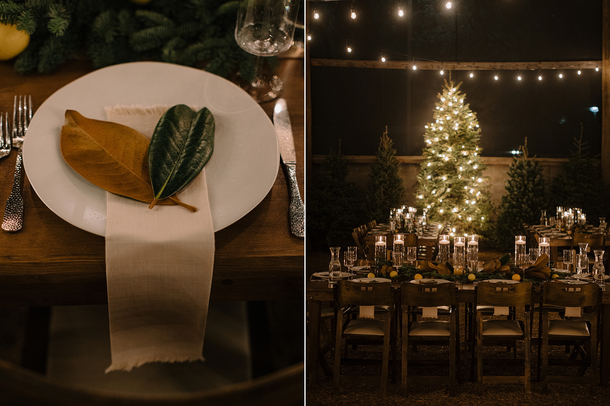 Outdoor candlelit wedding reception at Whitfill Nursery in Phoenix