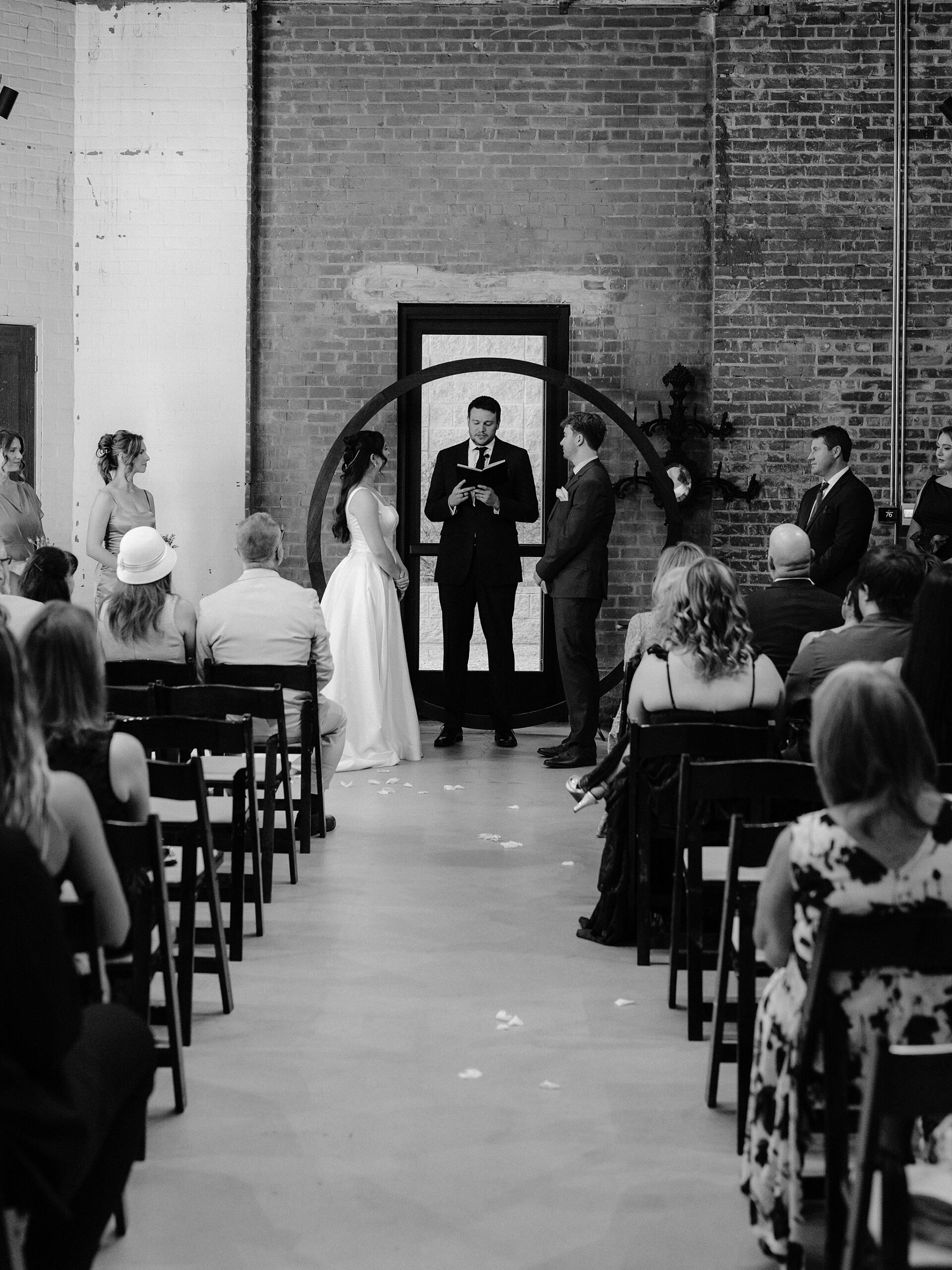 Wedding ceremony at the Monroe street abbey in Phoenix, Arizona