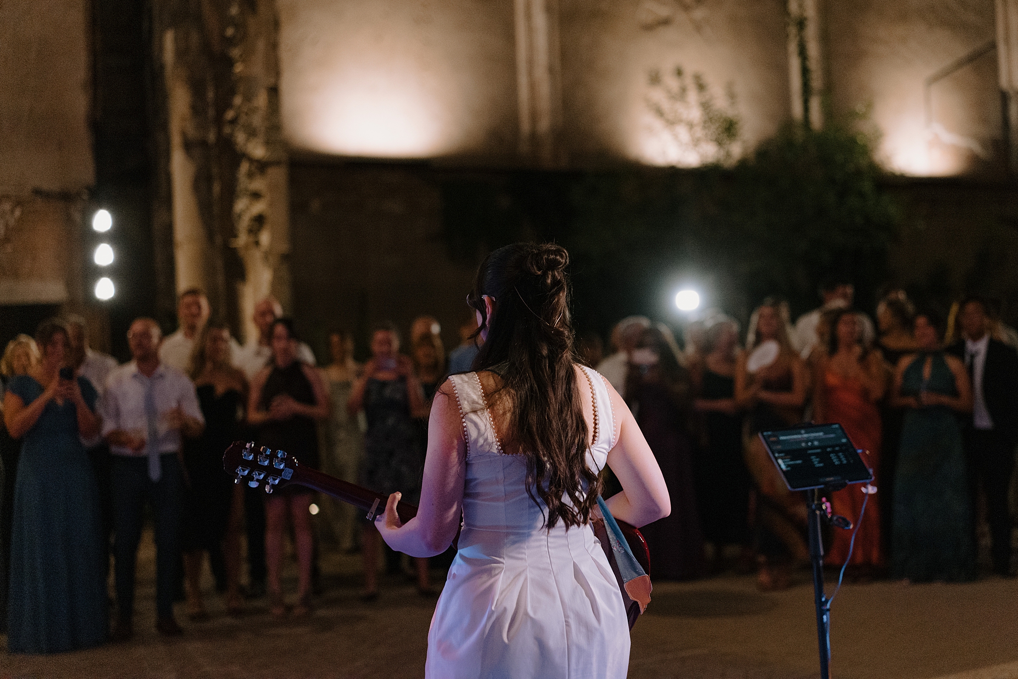 Reception with live band at Monroe Street Abbey wedding in Phoenix