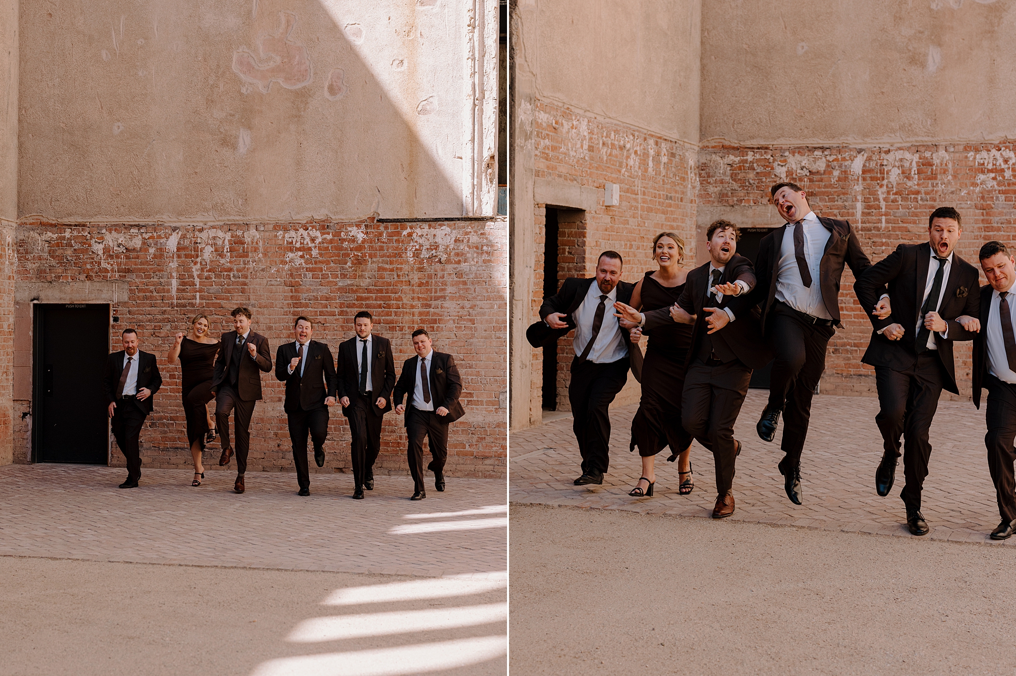 Groom and groomsmen at the Monroe street abbey in Phoenix, Arizona