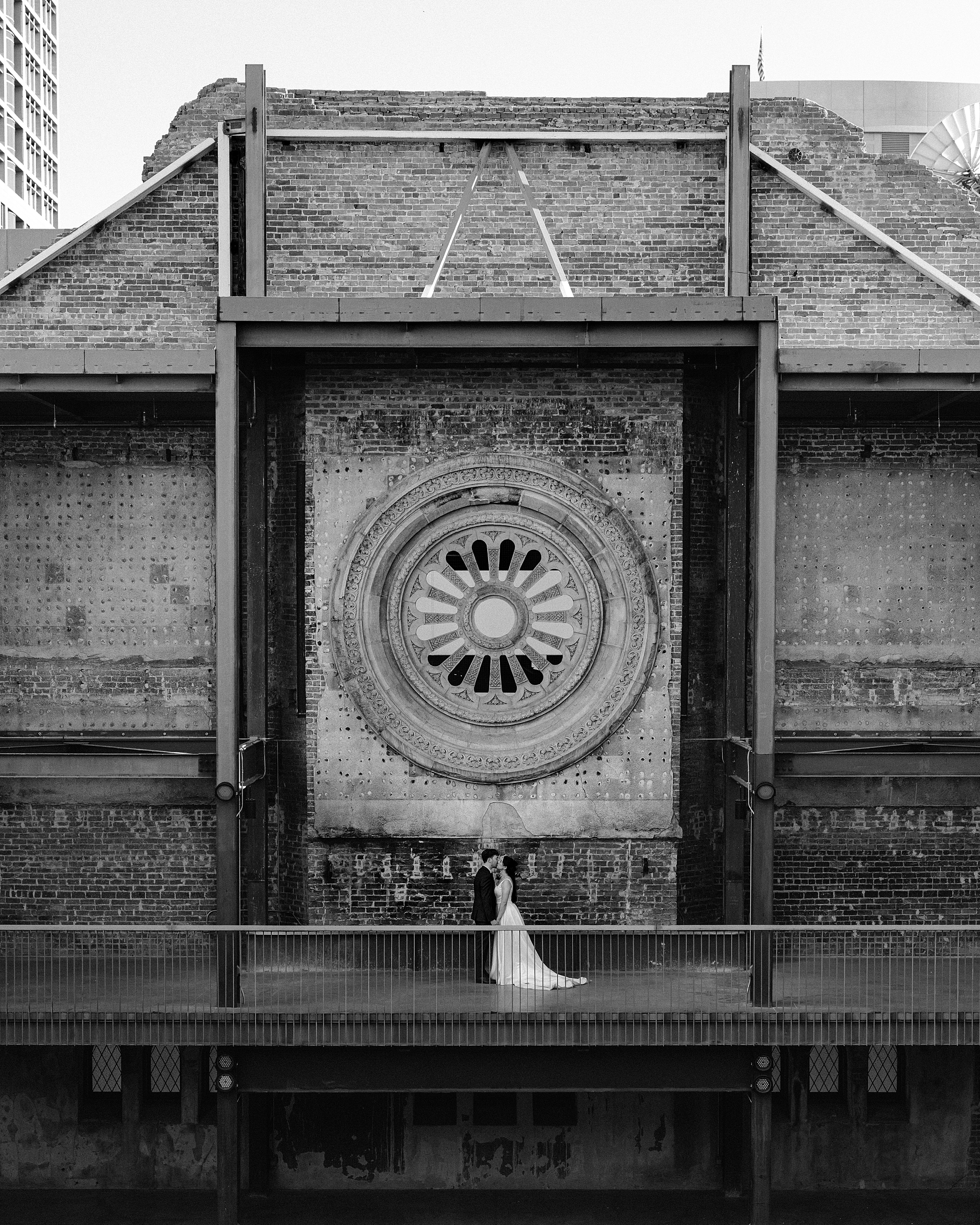 Bride and groom portrait at Monroe Street Abbey in Phoenix Arizona