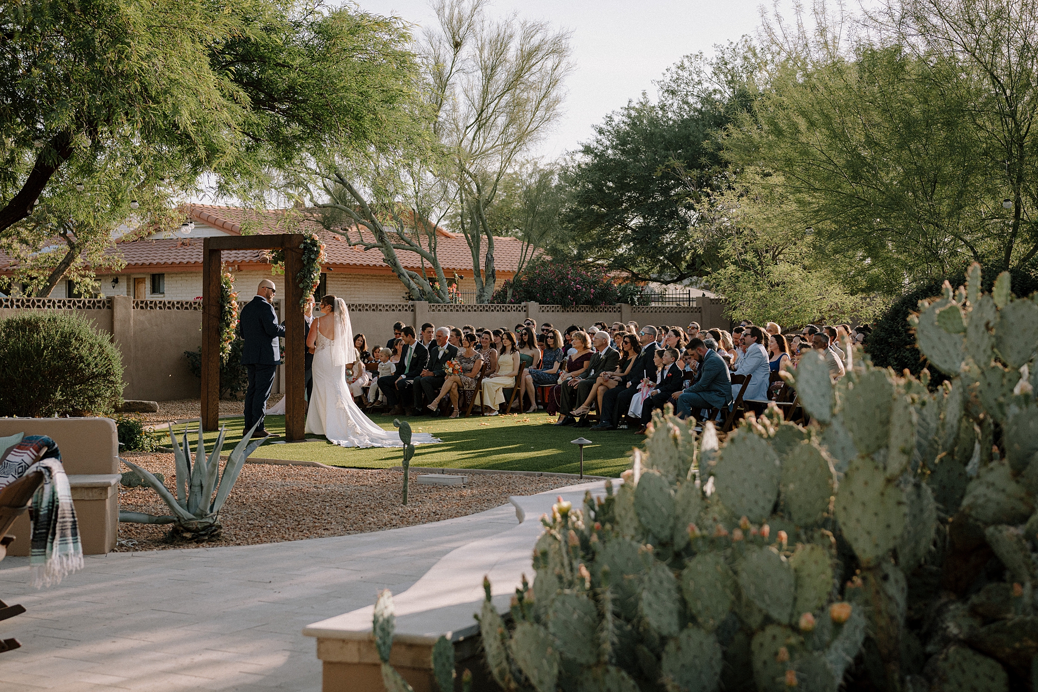 Backyard wedding ceremony in Phoenix, AZ