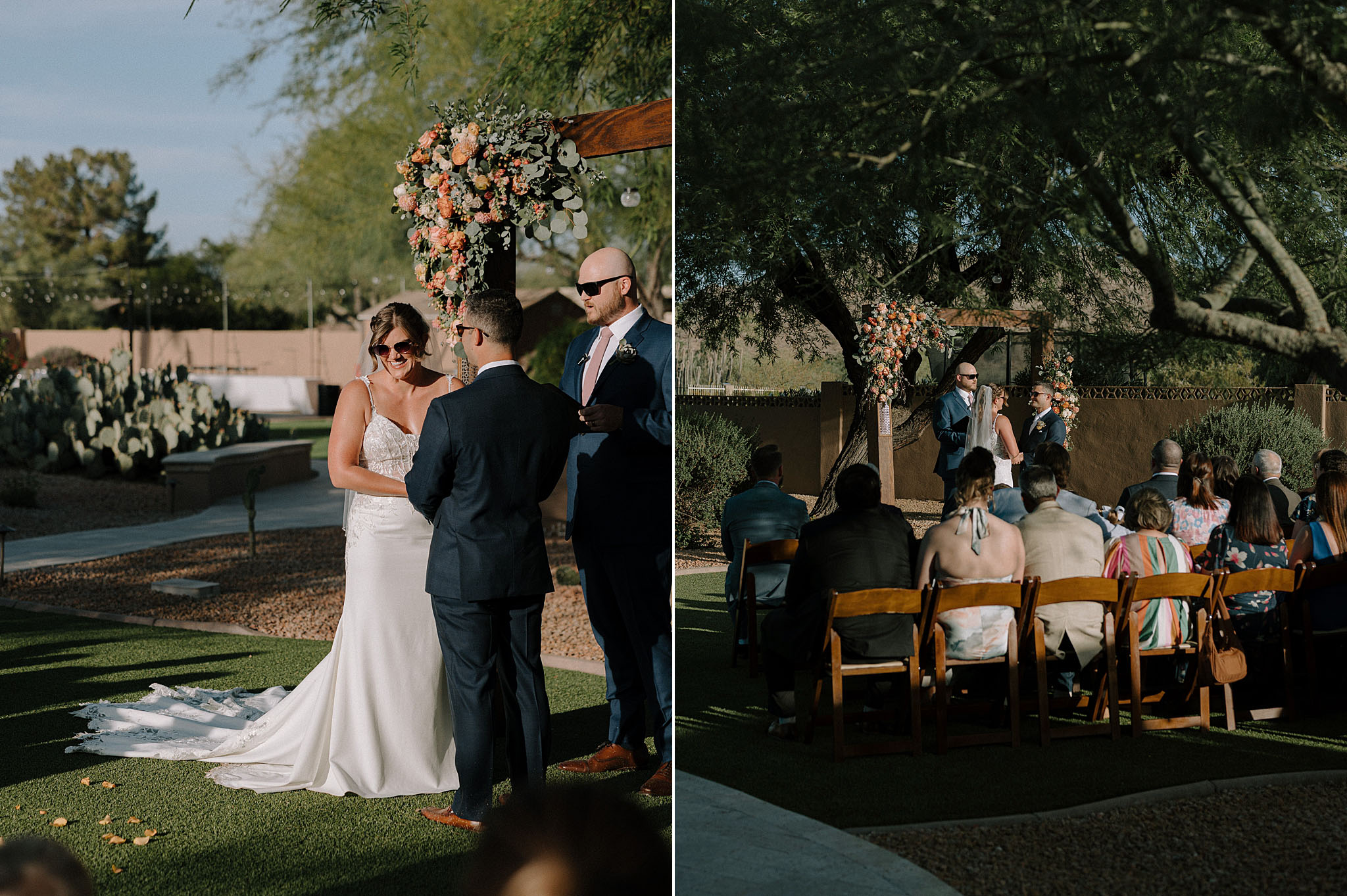 Backyard wedding ceremony in Phoenix, AZ