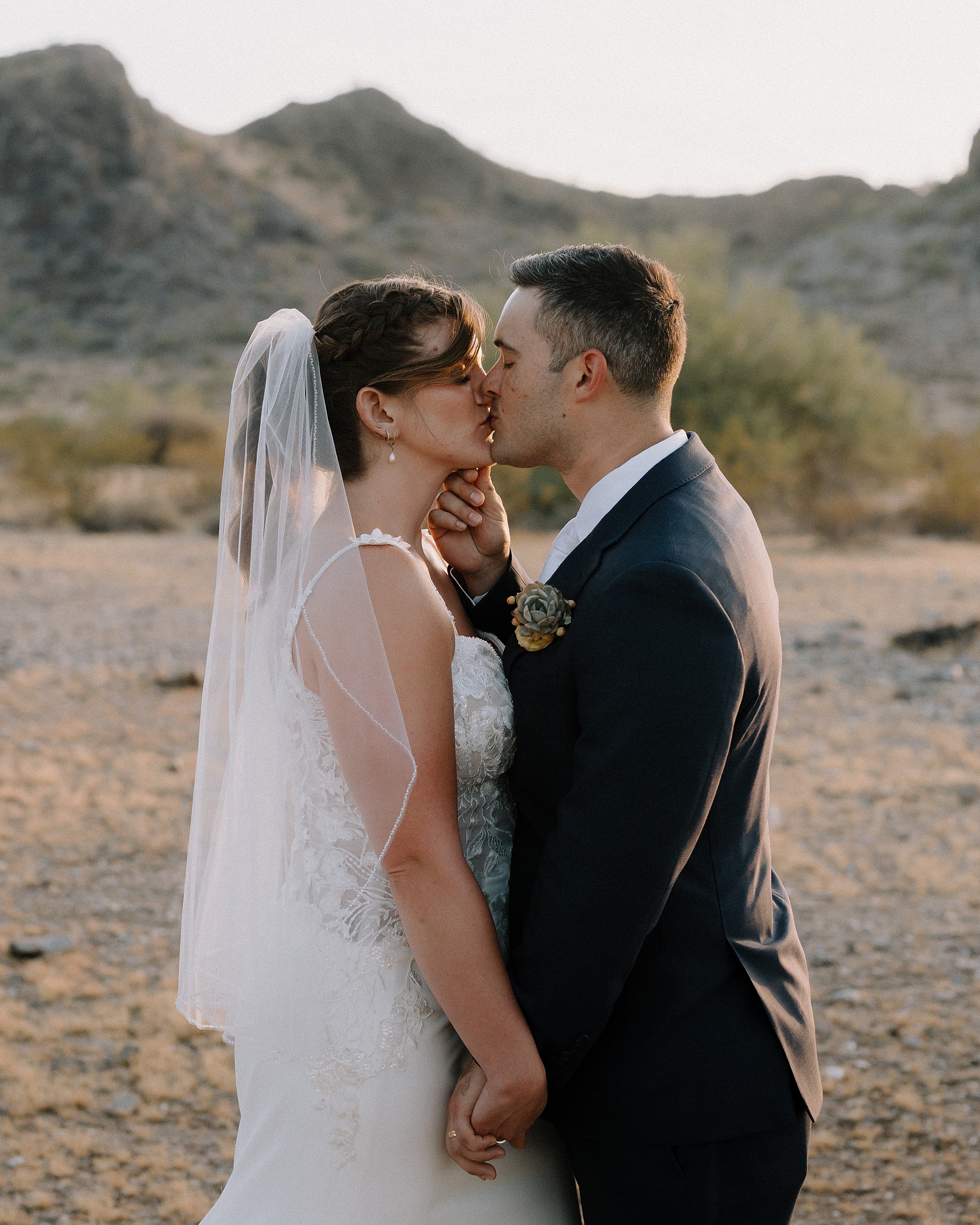 Couple portraits in the Arizona desert at sunset