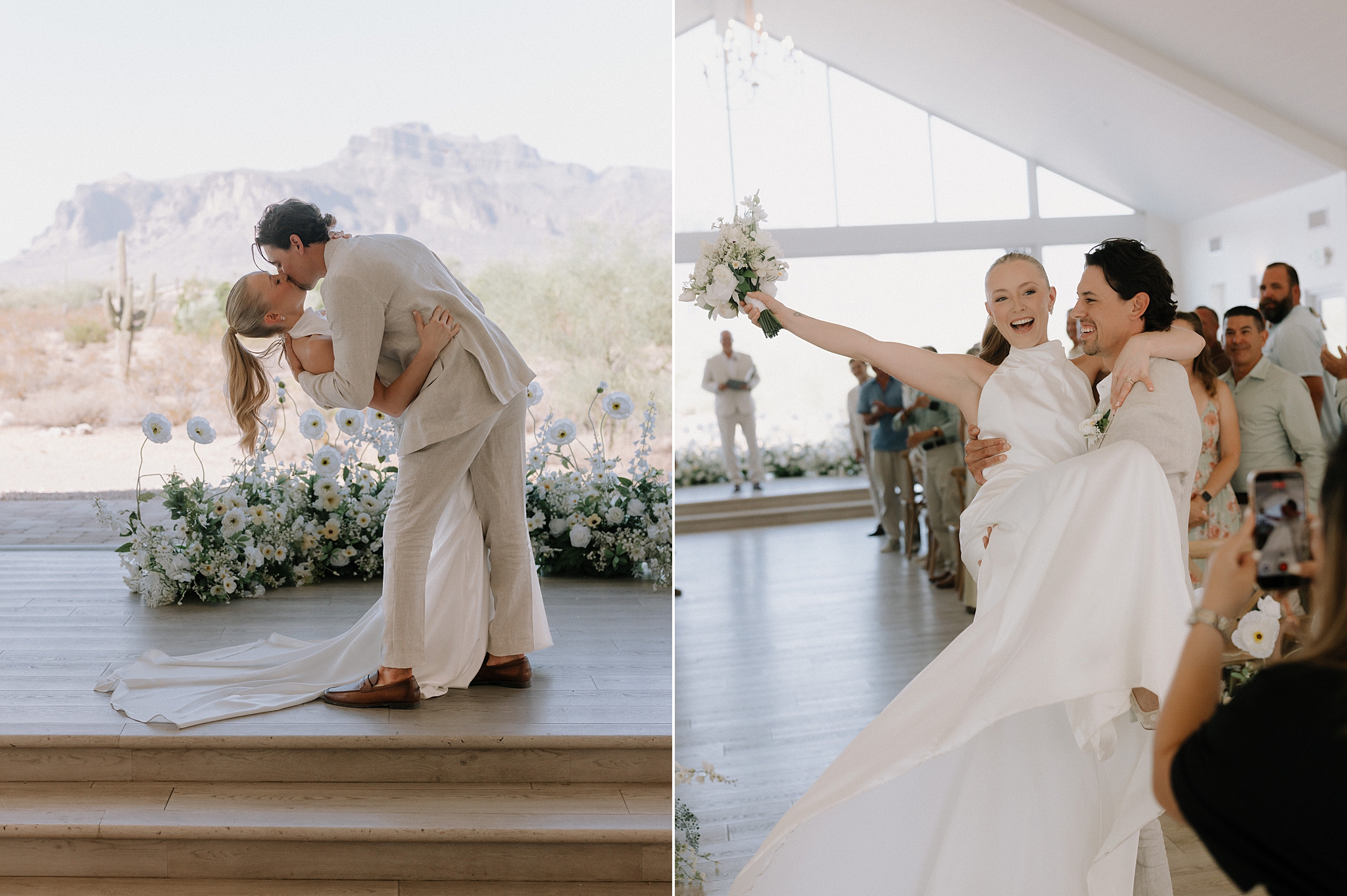Wedding ceremony at Desert View Weddings & Events with desert mountain views
