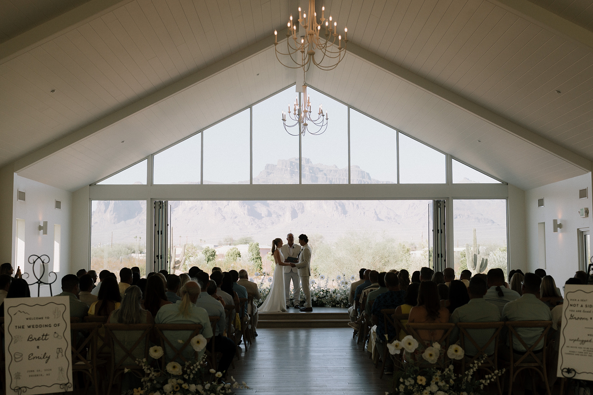 wedding ceremony at Desert View Weddings & Events with desert mountain views