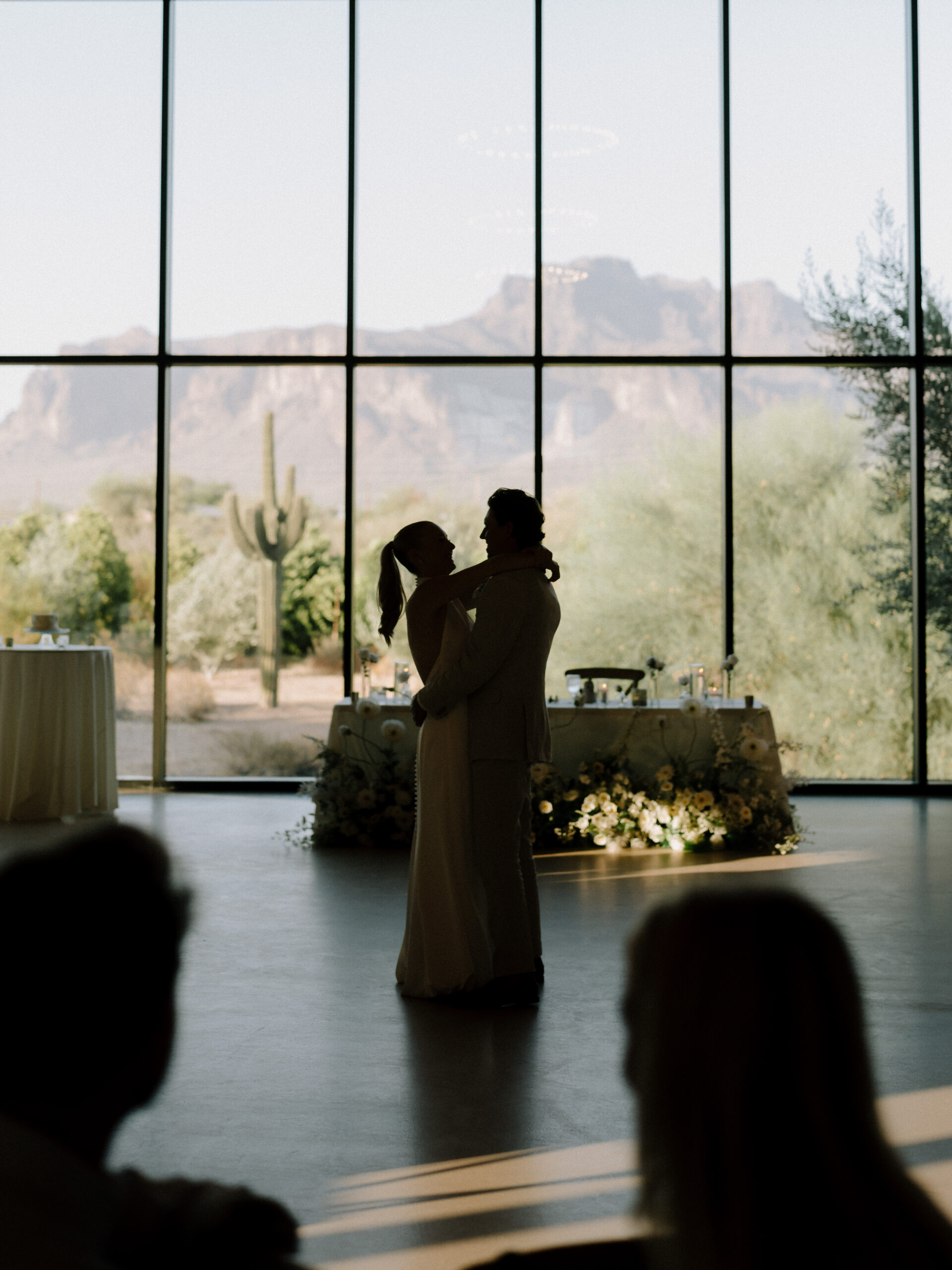 Bride and Groom's first dance at the wedding reception at Desert View Weddings & Events